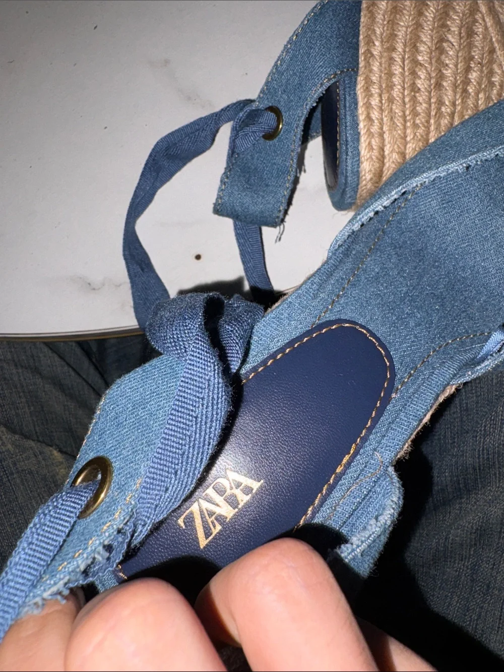 Zara Blue Denim Lace-Up Espadrille